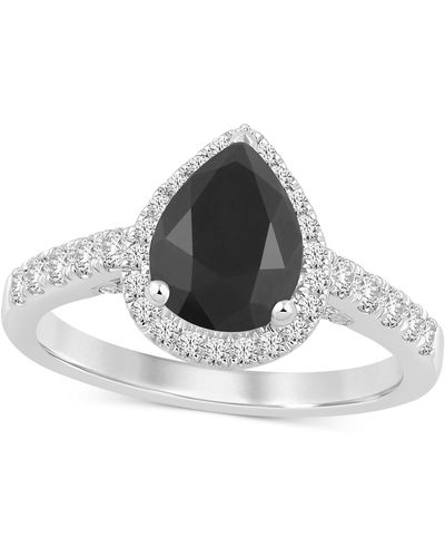 Macy's Black & White Diamond Pear Halo Engagement Ring (2-1/2 Ct. T.w.