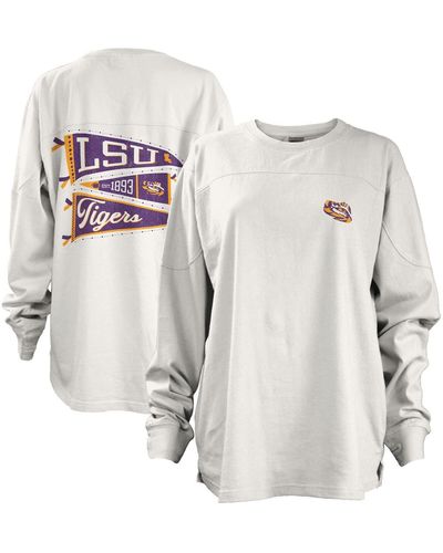 Pressbox Lsu Tigers Pennant Stack Oversized Long Sleeve T-shirt - White
