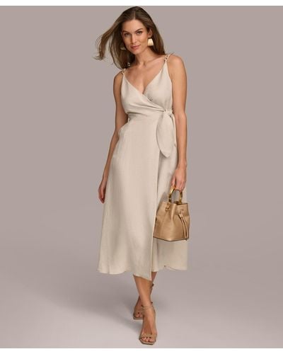 Donna Karan Linen-blend A-line Dress - Natural