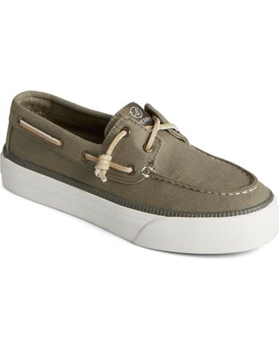 Sperry Top-Sider Sea Cycled Bahama 3.0 Platform Textile Boat Shoe Sneakers - Green