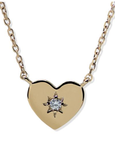 Anzie Jac + Jo By Anzie Diamond Accent Heart Diamond Cut Chain Necklace - Metallic