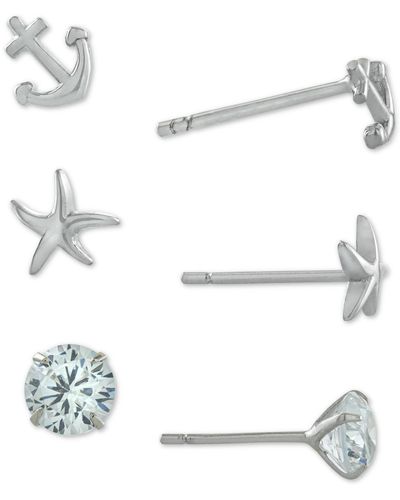 Giani Bernini 3-pc. Set Cubic Zirconia Nautical-themed Stud Earrings - Metallic
