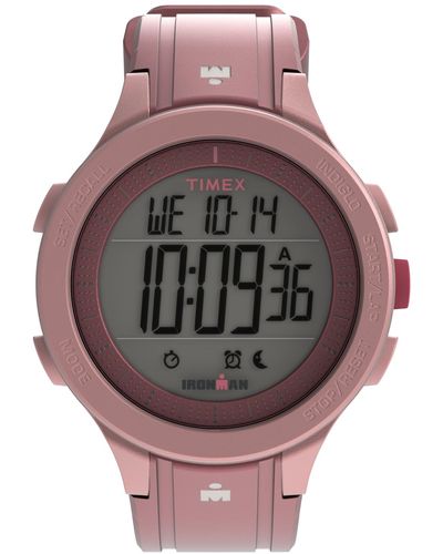 Timex Ironman T200 Quartz Digital Silicone Strap 42mm Round Watch - Pink