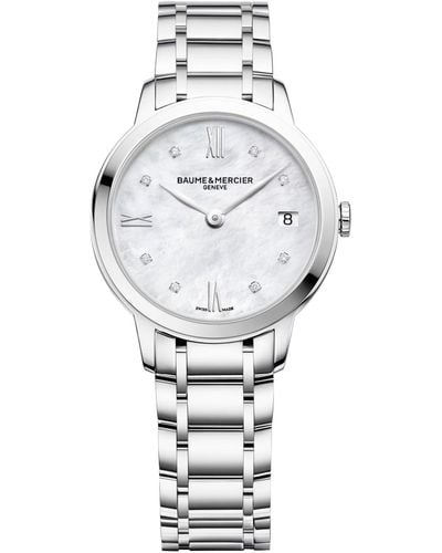 Baume & Mercier Swiss Classima Diamond-accent Stainless Steel Bracelet Watch 31mm M0a10326 - Gray