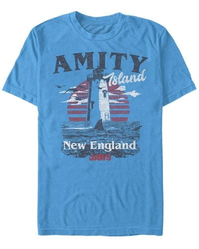 Fifth Sun Jaws Amity Island Destination Short Sleeve T-shirt - Blue