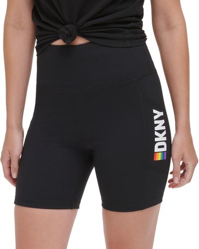 DKNY Sport Rainbow Pride High Rise Bike Shorts - Black
