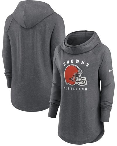 Nike Cleveland Browns Raglan Funnel Neck Pullover Hoodie - Gray