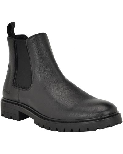 Calvin Klein Letrel Almond Toe Lug Sole Booties - Black