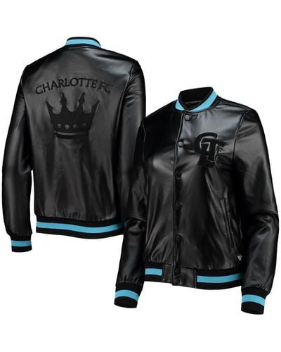 The Wild Collective Charlotte Fc Full-snap Bomber Jacket - Black