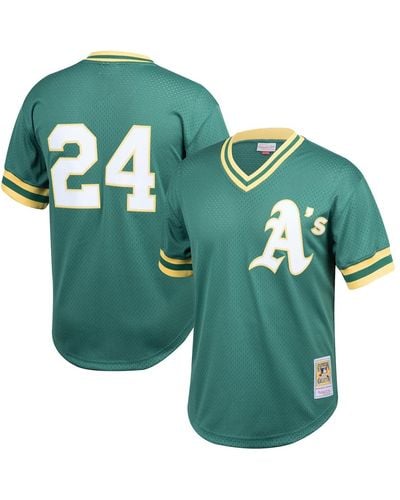 Mitchell & Ness Rickey Henderson Oakland Athletics Cooperstown Collection Big And Tall Mesh Batting Practice Jersey - Green