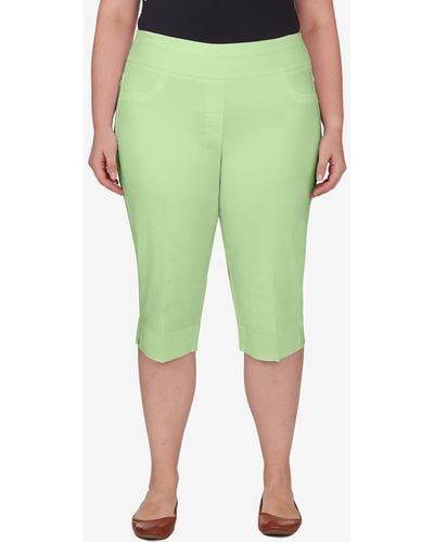 Ruby Rd. Plus Size Pull-on Tech Clam digger Capri Pants - Green