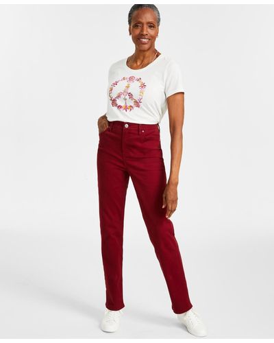 Style & Co. Straight-leg High Rise Jeans - Red