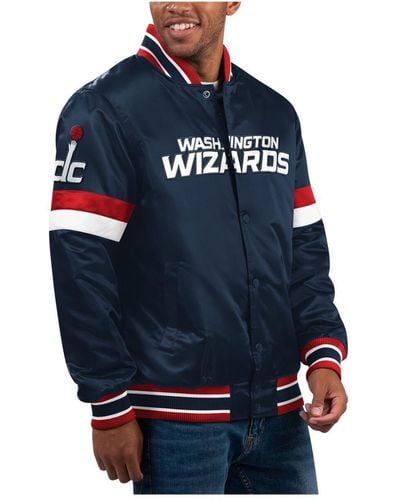 Starter Washington Wizards Home Game Satin Full-snap Varsity Jacket - Blue