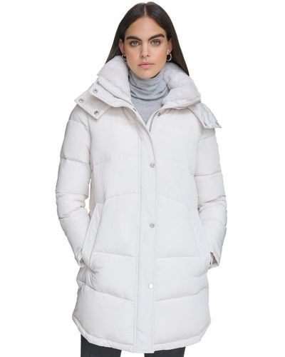 Calvin Klein Faux-fur-trim Hooded Puffer Coat - White