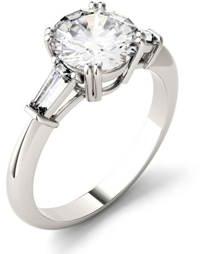 Charles & Colvard Moissanite Round And Baguette Engagement Ring (2-1/4 Ct. Tw. - Metallic