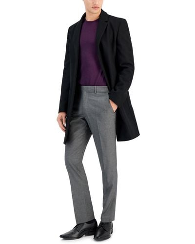 HUGO By Boss Slim-fit Wool Classic Overcoat - Black