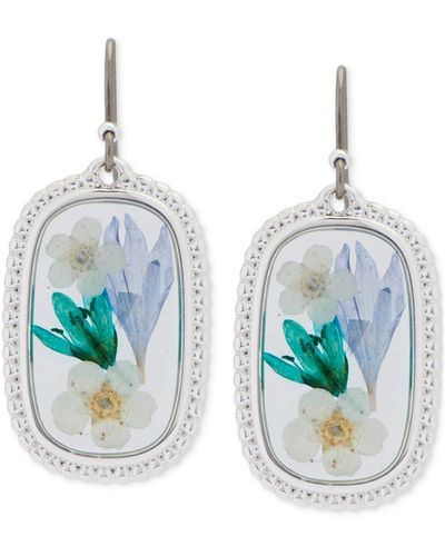 Lucky Brand Tone Pressed Flower Drop Earrings - Blue
