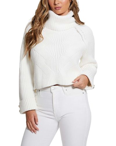 Guess Lois Cable-knit Turtleneck Sweater - White