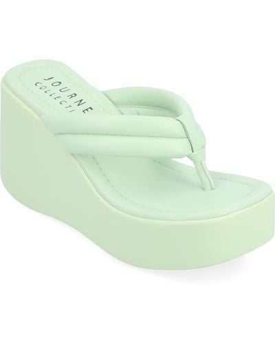 Journee Collection Shareene Platform Wedge Sandals - Green