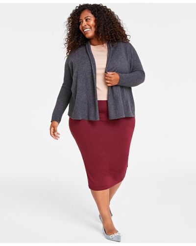 Charter Club Plus Size 100% Cashmere Cardigan - Red
