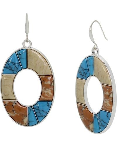 Robert Lee Morris Semi-precious Mixed Stone Oval Drop Earrings - Blue