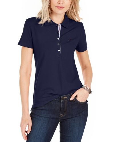 Tommy Hilfiger Solid Short-sleeve Polo Top - Blue