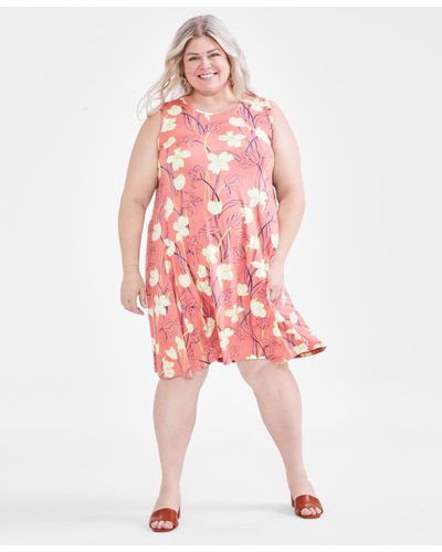Style & Co. Plus Size Printed Flip-flop Dress - Pink