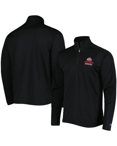 Champion Wisconsin Badgers Textured Quarter-zip Jacket - Black