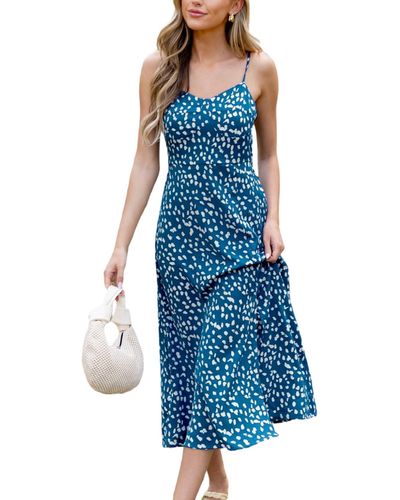 CUPSHE Blue Irregular Dot Sweetheart Maxi Beach Dress