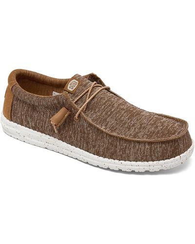 Hey Dude Wally Sport Knit Casual Moccasin Sneakers From Finish Line - Brown
