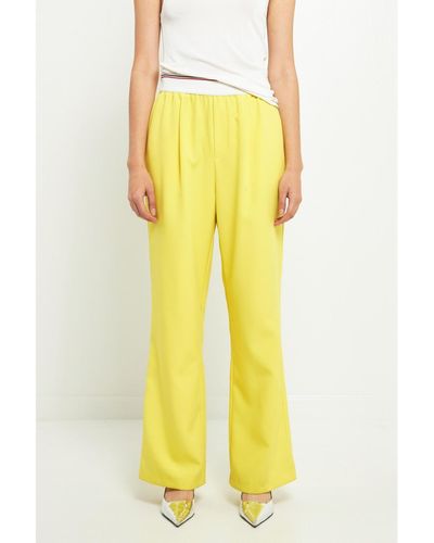Grey Lab Elastic Trim Wide Pants - Yellow