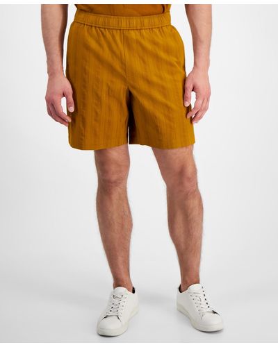 Alfani Textured Cotton Drawstring Three-pocket Shorts - Orange