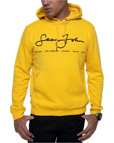 Sean John Regular-fit Script Logo Hoodie - Yellow