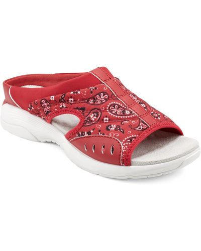 Easy Spirit Traciee Square Toe Casual Flat Sandals - Red