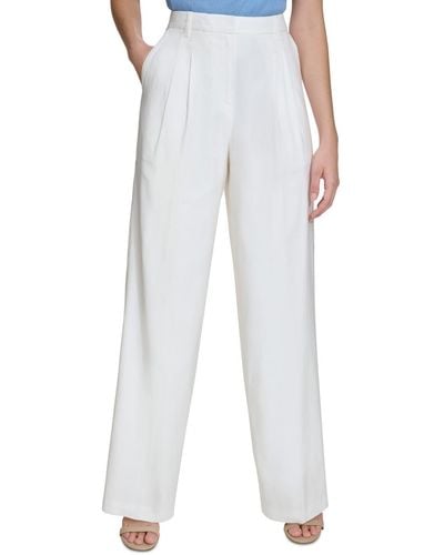 Calvin Klein High-rise Pleated Wide-leg Pants - White
