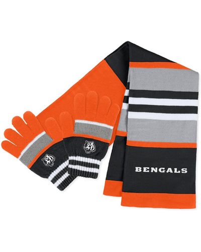WEAR by Erin Andrews Cincinnati Bengals Stripe Glove And Scarf Set - Orange