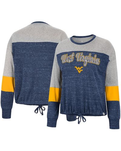 Colosseum Athletics West Virginia Mountaineers Joanna Tie Front Long Sleeve T-shirt - Blue