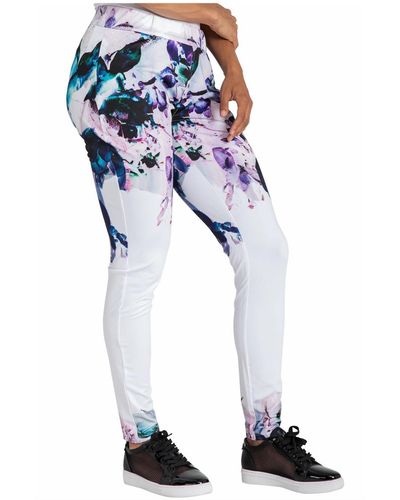 Poetic Justice Curvy Fit Active Floral Print Poly Tricot legging - Blue