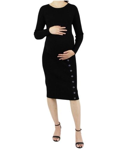 Indigo Poppy Maternity Knitted Sweater Dress - Black