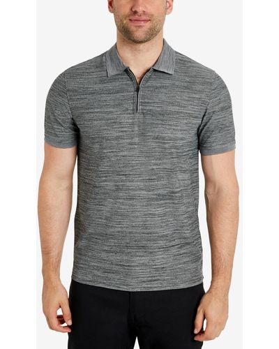 Kenneth Cole Performance Knit Zip Polo - Gray