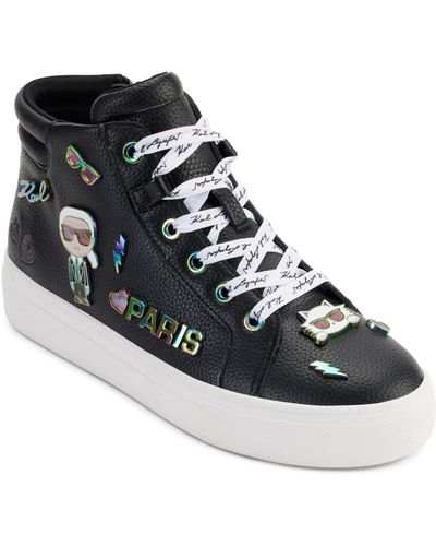 Karl Lagerfeld Catty Lace-up Embellished High Top Sneakers - Black