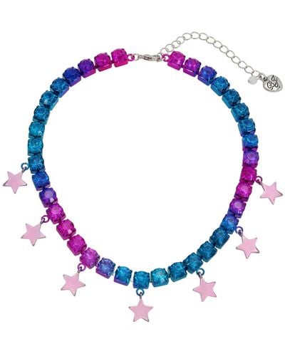 Betsey Johnson Faux Stone Starry Bib Tennis Necklace - Blue