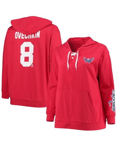 Profile Alexander Ovechkin Washington Capitals Plus Size Lace-up V-neck Pullover Hoodie - Red