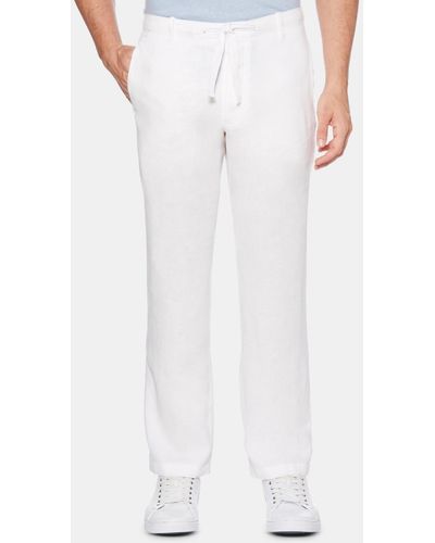 Perry Ellis Regular-fit Linen Drawstring Pants - White