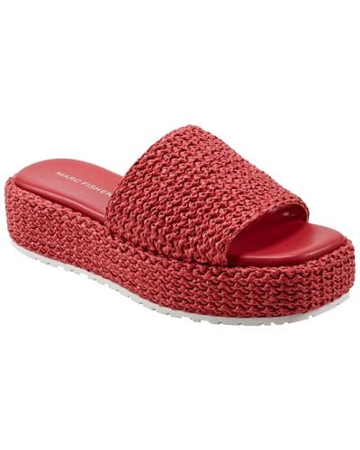 Marc Fisher Pais Slip-on Square Toe Casual Sandals - Red
