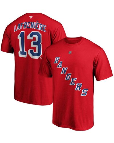 Fanatics Alexis Lafrenivre New York Rangers Authentic Stack Name And Number T-shirt - Red