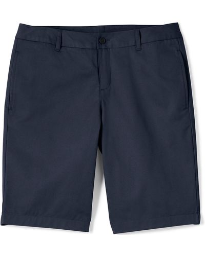 Lands' End Plus Size School Uniform Plain Front Blend Chino Shorts - Blue