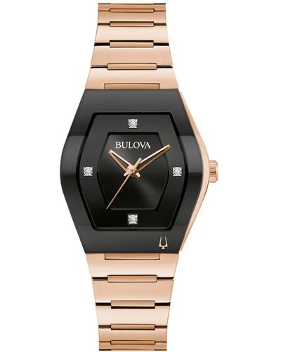 Bulova Modern Gemini Diamond Accent Stainless Steel Bracelet Watch 30mm - Metallic