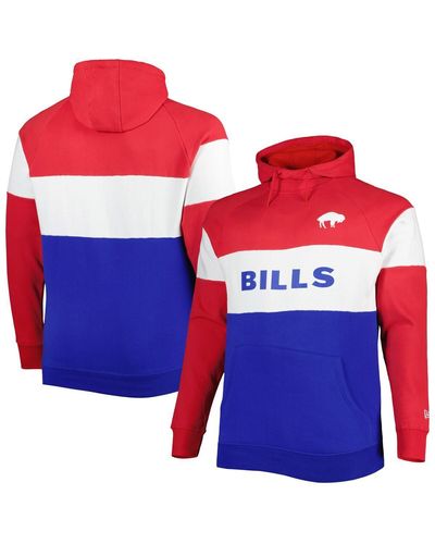 KTZ Buffalo Bills Big And Tall Throwback Colorblock Raglan Pullover Hoodie - Red