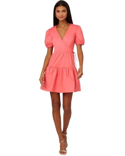 Adrianna Papell Faux-wrap Tiered Dress